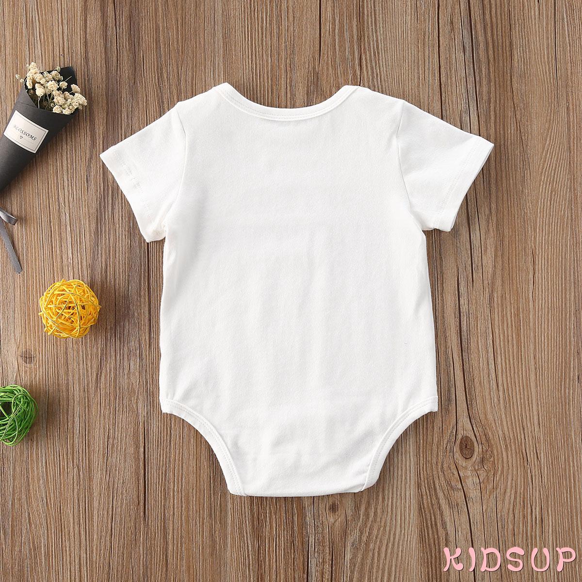 Áo Liền Quần Tam Giác Tay Ngắn Cổ Tròn In Chữ Thời Trang Mùa Hè Cho Bé