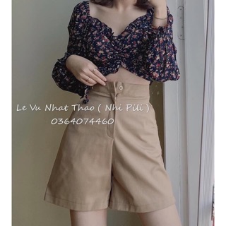 Quần short tây kaki lưng cao