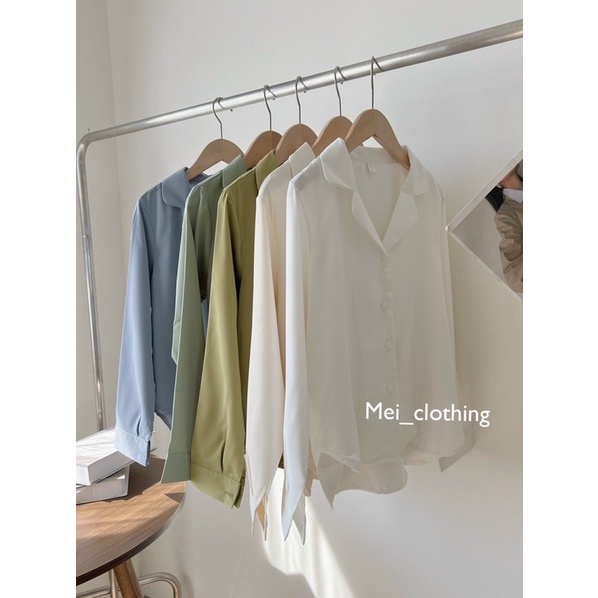 Áo Sơmi Dài Tay Cổ Vest Chất Lụa Hàn Thanh Lịch A68