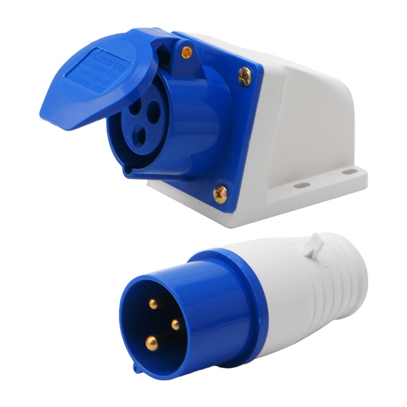 Ổ Cắm Điện 3 Chấu 16 Pin 220-250V IP44 2P + E 3Phase 16A Chống Chịu Thời Tiết