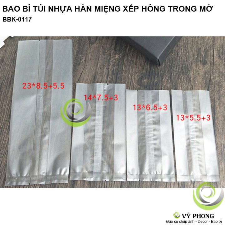 SET 10 BAO BÌ TÚI NHỰA MỞ HÔNG HÀN MIỆNG XẾP HÔNG TRONG MỜ ĐỰNG BÁNH KẸO ĐỒ ĂN VẶT TRÀ TRÁI CÂY KHÔ BBK-0117