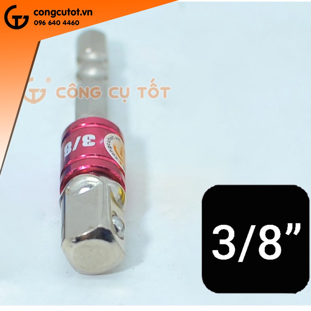 Đầu vặn khẩu 3/8 chuôi lục thép Cr-V mã băng đỏ