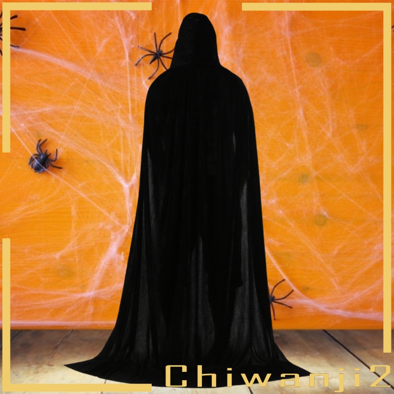 Velvet Hooded Cloak Long Robe Witch Capes Halloween Costume
