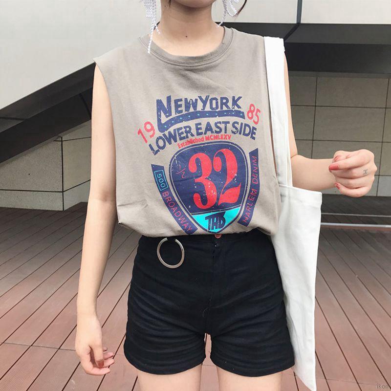 Áo Thun Nữ Sát Nách Dáng Rộng In Hình Hoạt Hình