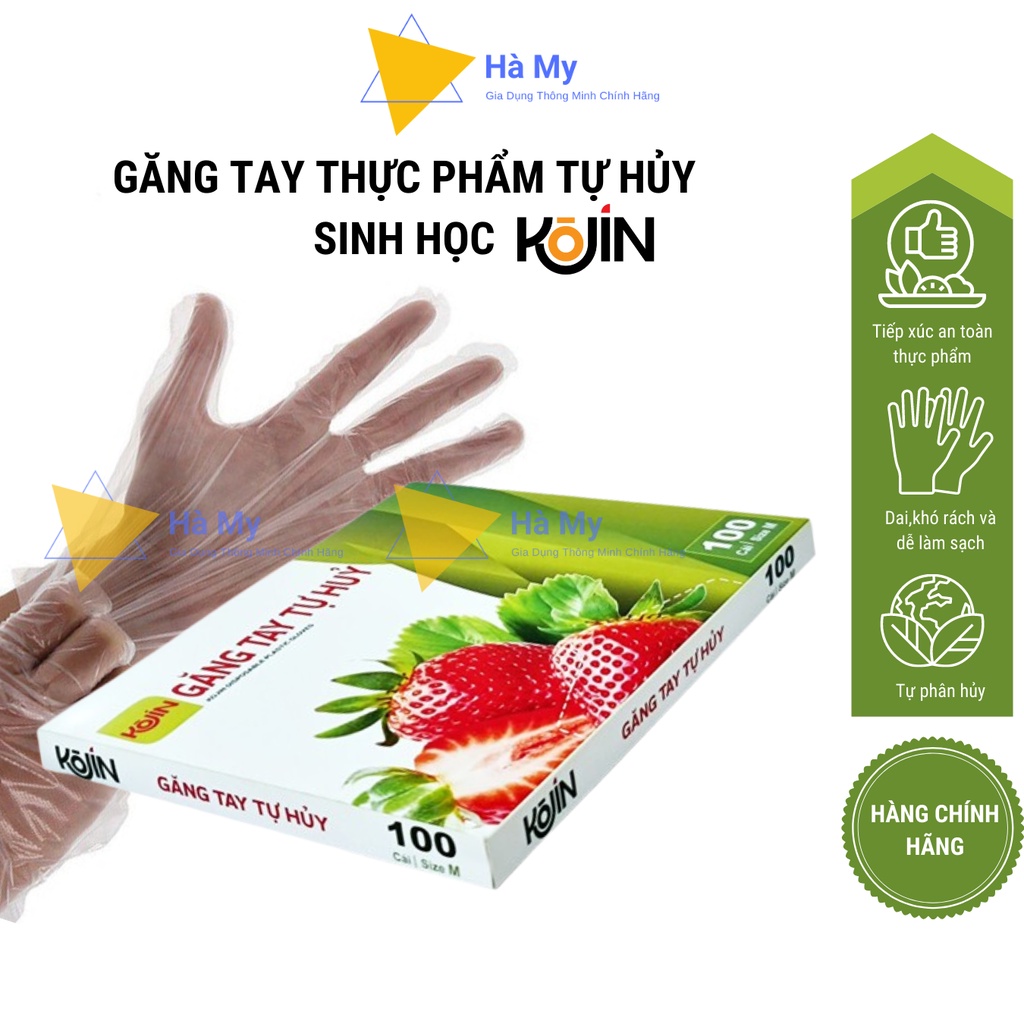 Găng Tay Tự Hủy Sinh Học KOJIN Chính Hãng,Găng Tay Nylong Làm Bếp,Nấu Ăn,Găng Tay Dùng 1 Lần,Bao Tay 100c/1 Hộp