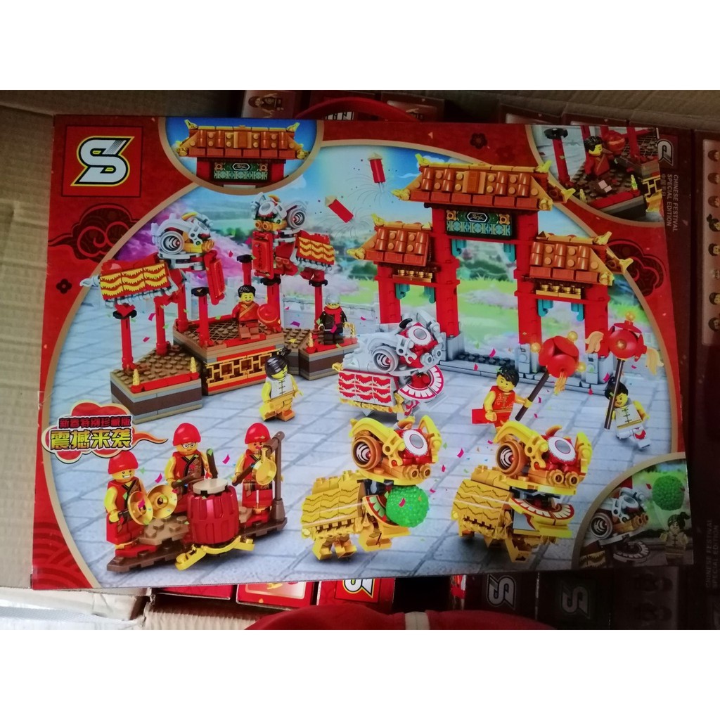 (HÀNG GỬI TRONG NGÀY) Bộ xếp hình Chinese New Year Lion Dance Tết Múa lân SY1475