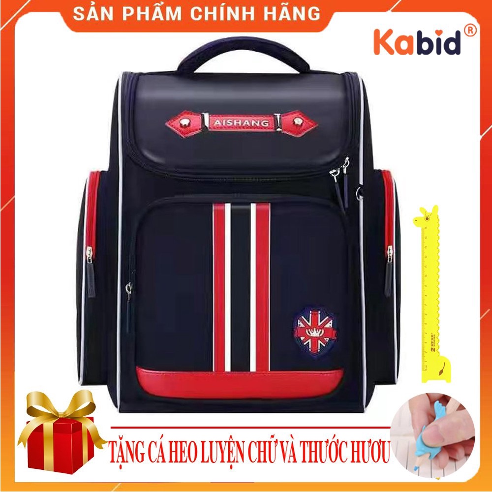 Cặp đi học chống gù cho học sinh tiểu học, chống thấm nước, phản quang + Tặng kèm thước và cá heo luyện chữ đẹp