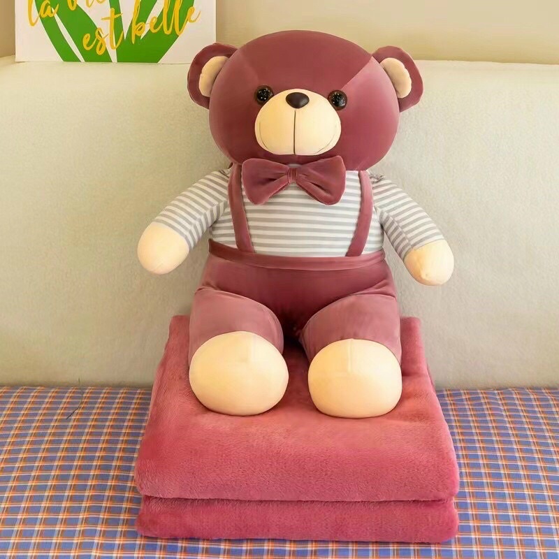 Chăn gối văn phòng 2 trong 1 gấu teddy đáng yêu nhiều màu loại 1