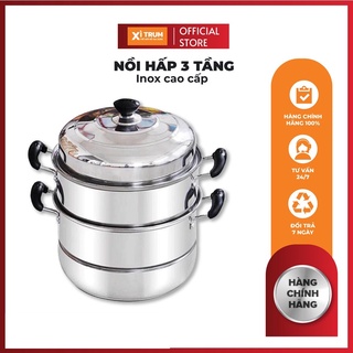 [FREESHIP❤️] Nồi Hấp Inox Bếp Từ Bếp Ga Đa Năng 3 Tầng 1 Vỉ 28cm Cao Cấp Chính Hãng Tiện Lợi Nhà Bếp