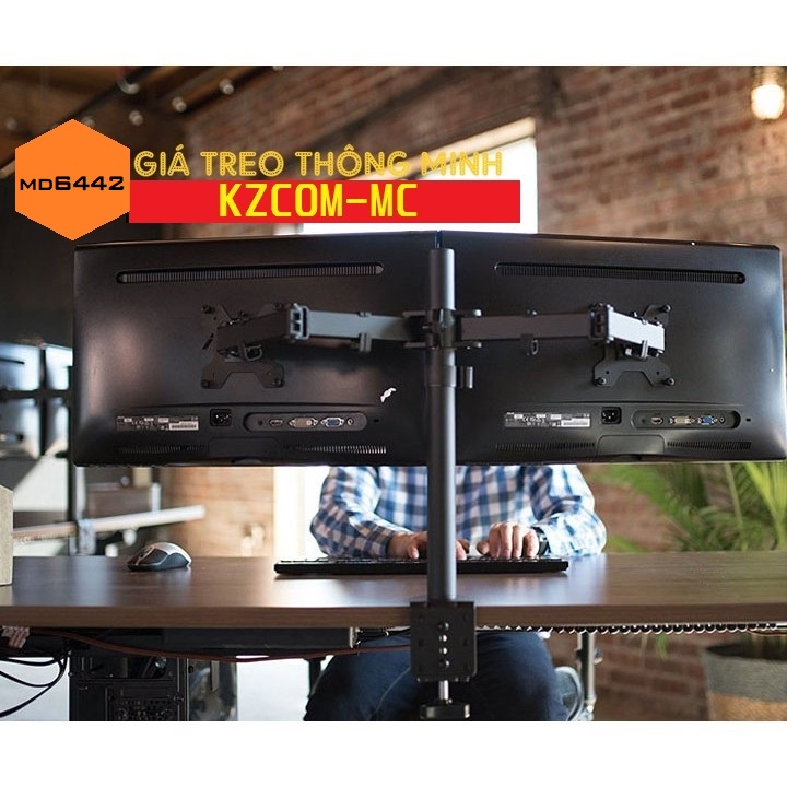 Giá Treo 2 màn hình Máy Tính -Kẹp Bàn, Quay 360 độ cho màn Hình 13-27inch