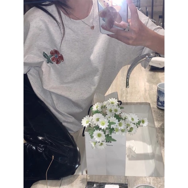 Áo thun thêu hoa freesize mùa hè phiên bản Hàn Quốc
