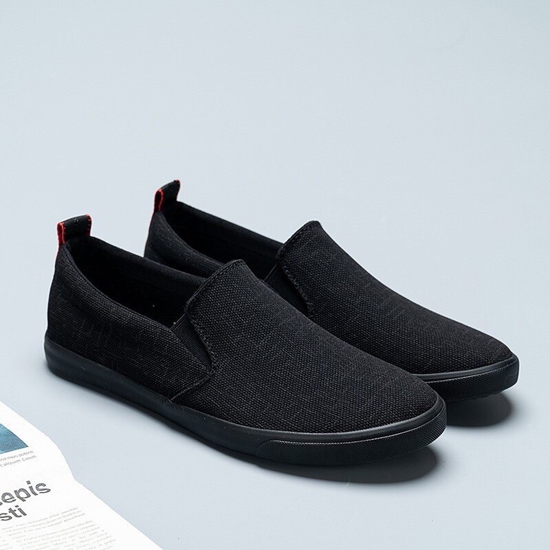 Giầy lười vải bò Full đen ( kèm video )