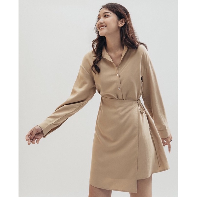 Đầm sơmi vạt chéo Libe