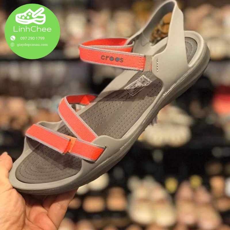 Sandal Cross Nữ Webing dành cho nữ êm, nhẹ, bám sàn Màu Ghi