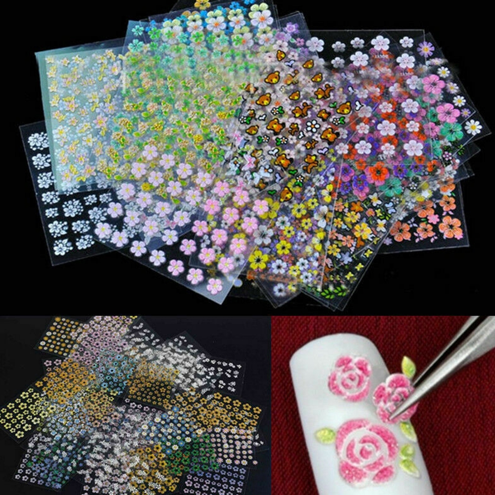 Set 50 Tấm Sticker 3d Dán Móng Nghệ Thuật