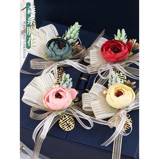 VÒNG HOA ĐEO TAY ĐÁM CƯỚI CHO PHÙ DÂU - KIỂU BÔNG HỒNG