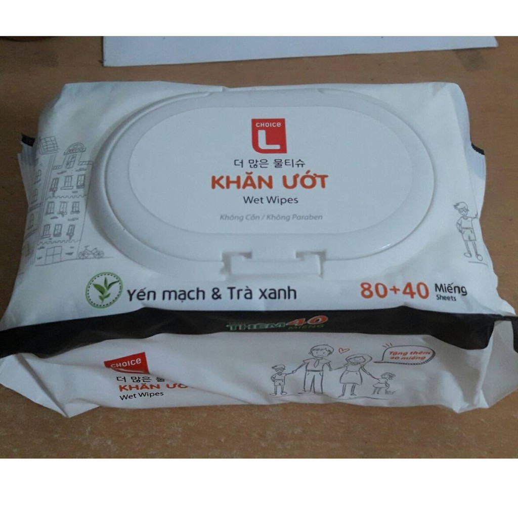 khăn ướt lotte 120 tờ hương yến mạch và tra xanh