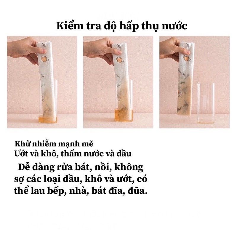 Giấy Lau Bếp Đa Năng MIUMIU MART Cao Cấp - Cuộn Giấy Miếng Lau Chùi Bếp 220 Tờ Có Thể Giặt Tiện Lợi