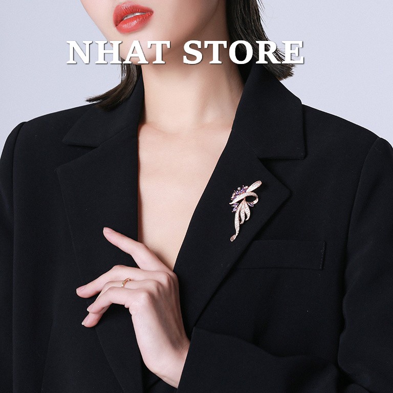 Ghim cài áo vest Nhatstore, trâm cài hình hoa nơ nhiều màu phong cách Hàn Quốc