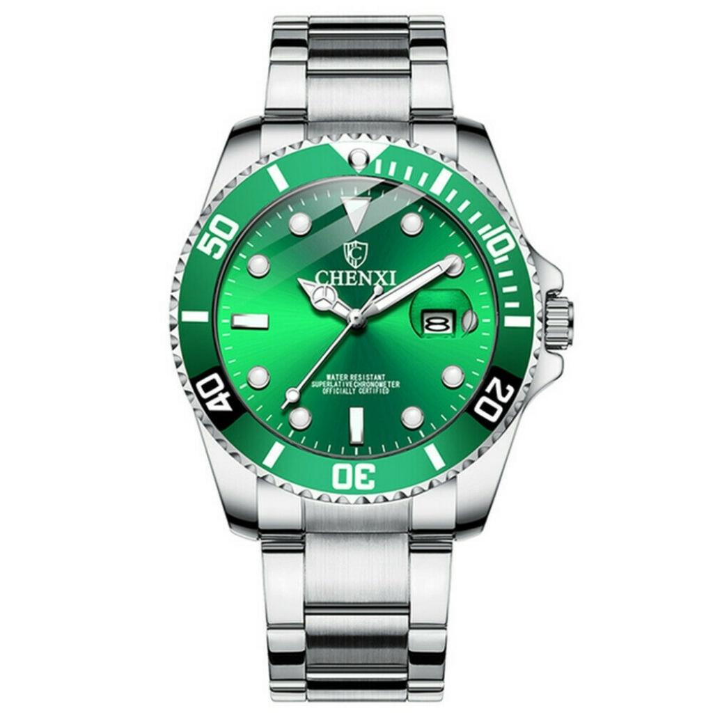 Đồng hồ nam CHENXI- CX085G, đồng hồ thời trang mặt xanh phong cách thợ lặn submariner | BigBuy360 - bigbuy360.vn