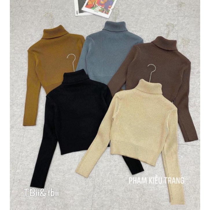 Áo len cổ lọ croptop hàng QCL1