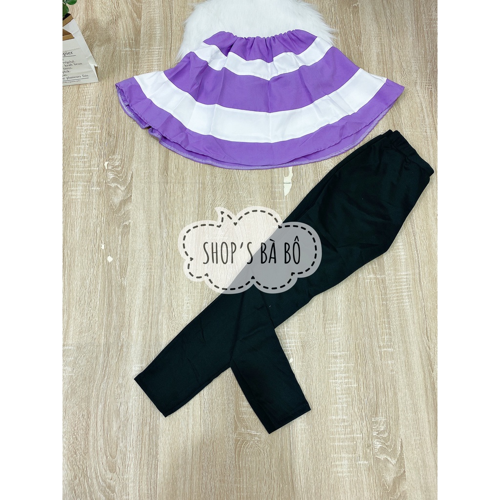 Set áo bẹt vai xòe kèm quần legging cho nữ mặc đi chơi, vải đẹp, form chuẩn, siêu dễ thương