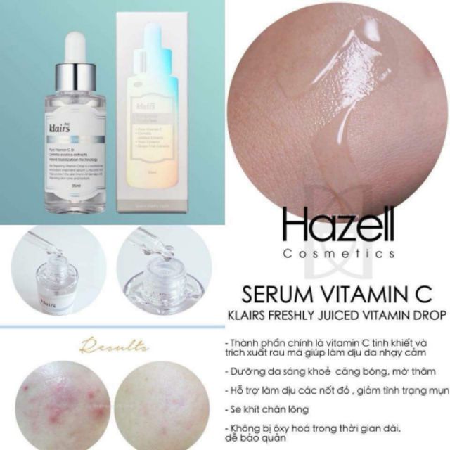 Tinh chất trắng da mờ thâm viamin C Klairs Freshly Juice Vitamin Drop - LAMII BEAUTY