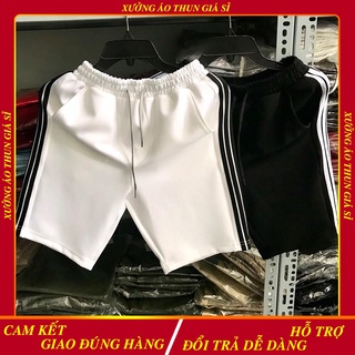 Quần Short Thun 3 Sọc Thể Thao Unisex Nam Nữ, Chất Thun Dày Dặn Có Dây Rút - Quần Đùi 3 Line