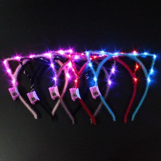 Bờm tai mèo đèn led phát sáng băng đô cài tóc cosplay tiktok noel christmas giáng sinh trung thu sinh nhật phát sáng