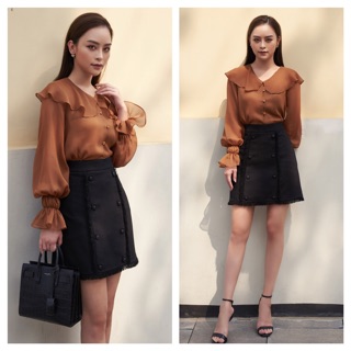 Sơ mi lụa bèo cổ tay chun -hbsm627