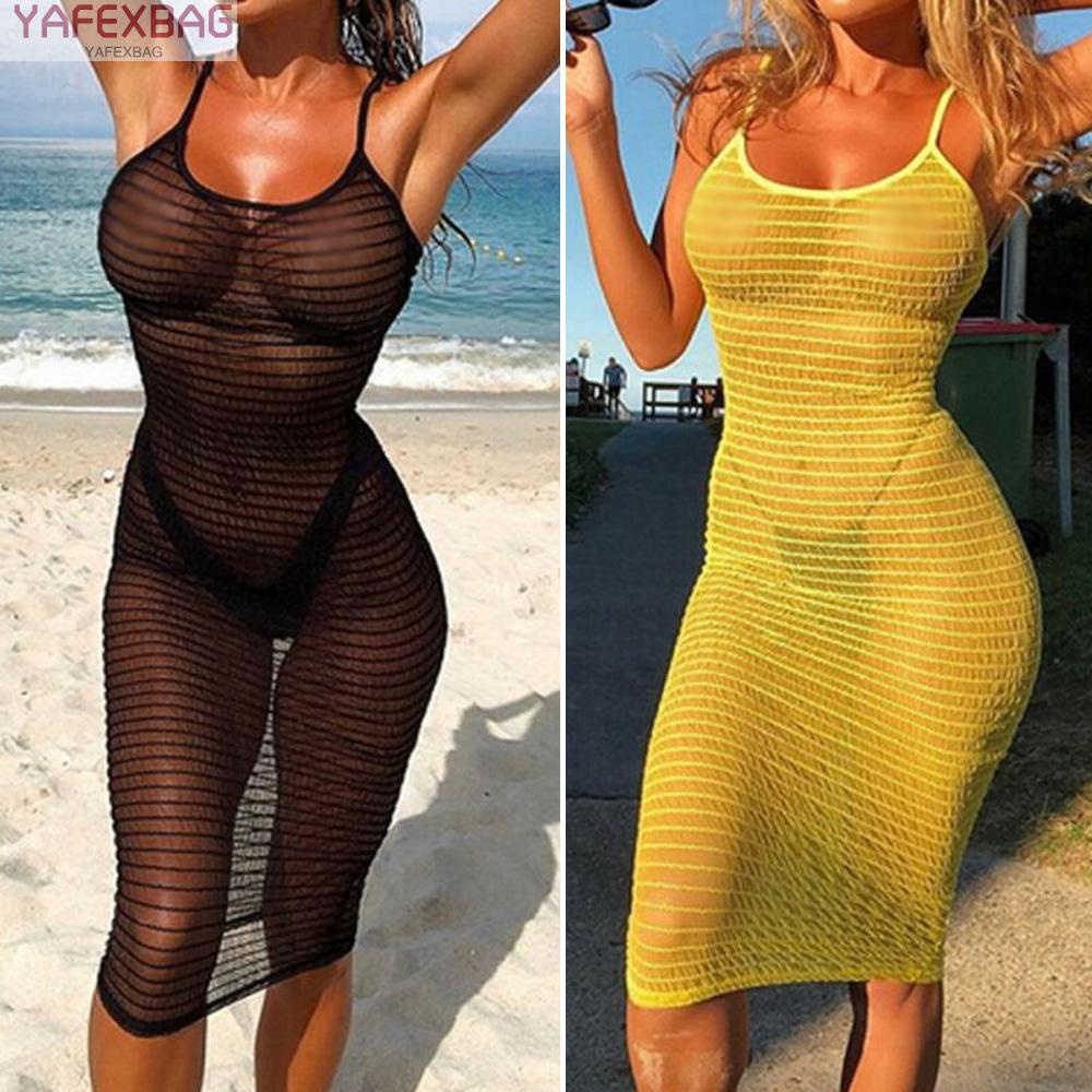 Ladies Women's Dress Crew neck Bodycon Casual Midi Slim fit Spaghetti strap