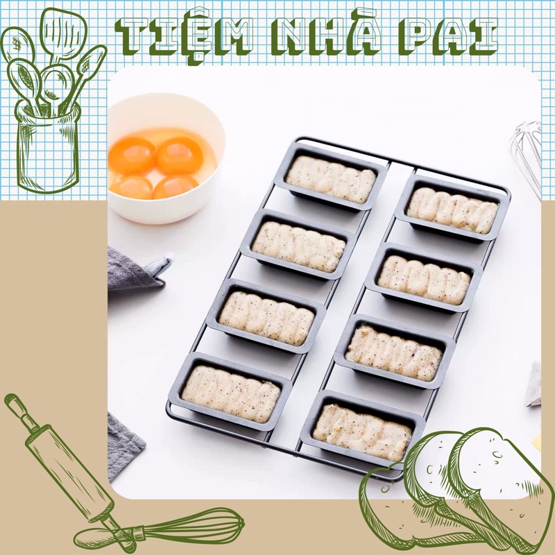 Khuôn bánh 8 ô nướng bánh bông lan bánh mì các loại