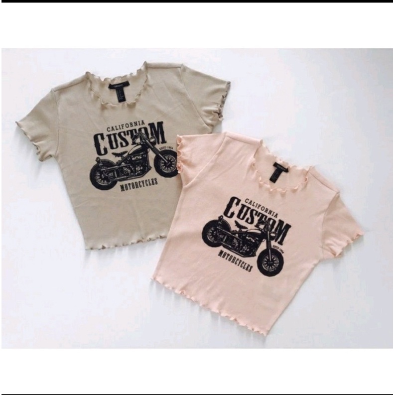 Áo thun croptop cuốn biên F2*1