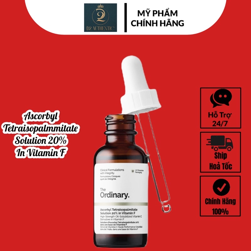 (Auth-kèm Bill)Serum sáng da- Vitamin C - Ascorbyl Tetraisopalmitate Solution 20% in Vitamin F – The Ordinary.