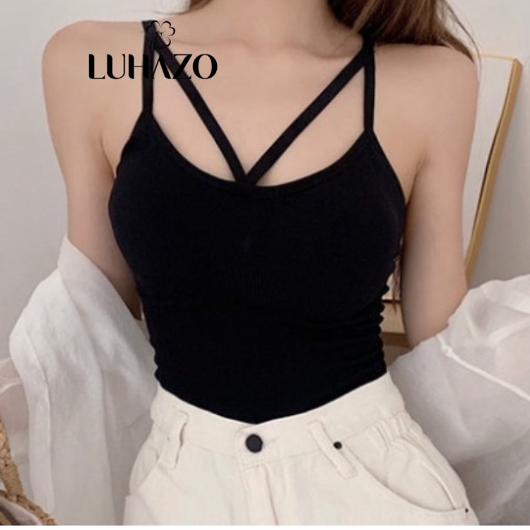 Áo croptop Bra 2 dây đan chéo lưng sexy Tập Gym Thể Thao Co Giãn Thoải Mái Vận Động LUHAZO DK4T402