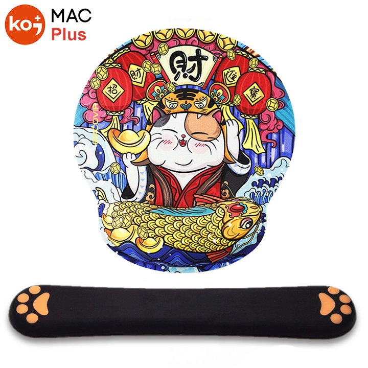 Tấm Lót Chuột Có Đệm Tay Mèo Thần Tài ( Làm Ăn May Mắn, Đế Lót Cute Dễ Thương, Miếng Mouse Pad, Bàn Di Máy Tính Laptop )