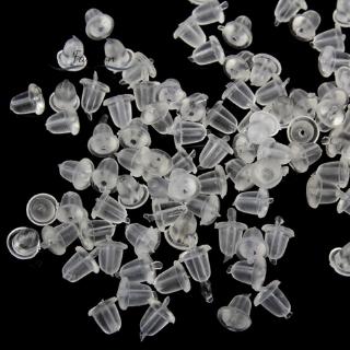 Set 100 Nút Khuyên Tai Nhựa Mềm Trong Suốt