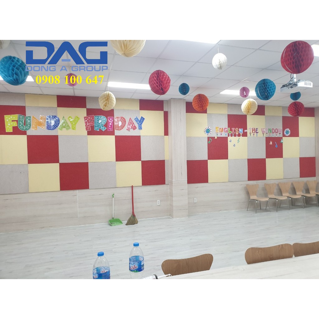 Nỉ tiêu âm  Acoustics Panels Polyester Sonic không vát góc cạnh 60x60cm Combo 8 Tấm