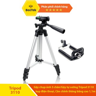 Gậy chụp ảnh 3 chân/Gậy tự sướng Tripod 3110 -Có kẹp điện thoại, Cân chỉnh thăng bằng cao 1,1m    Bảo hành 6 tháng