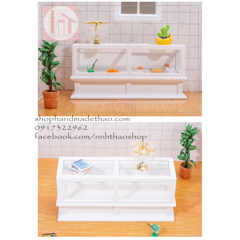 Miniature trang trí mô hình, dollhouse _Tủ bánh kem (tỷ lệ 1/12)