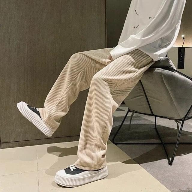 Quần Basic Pant Màu Kem Vải Nhung Tăm Dáng Suông Rộng