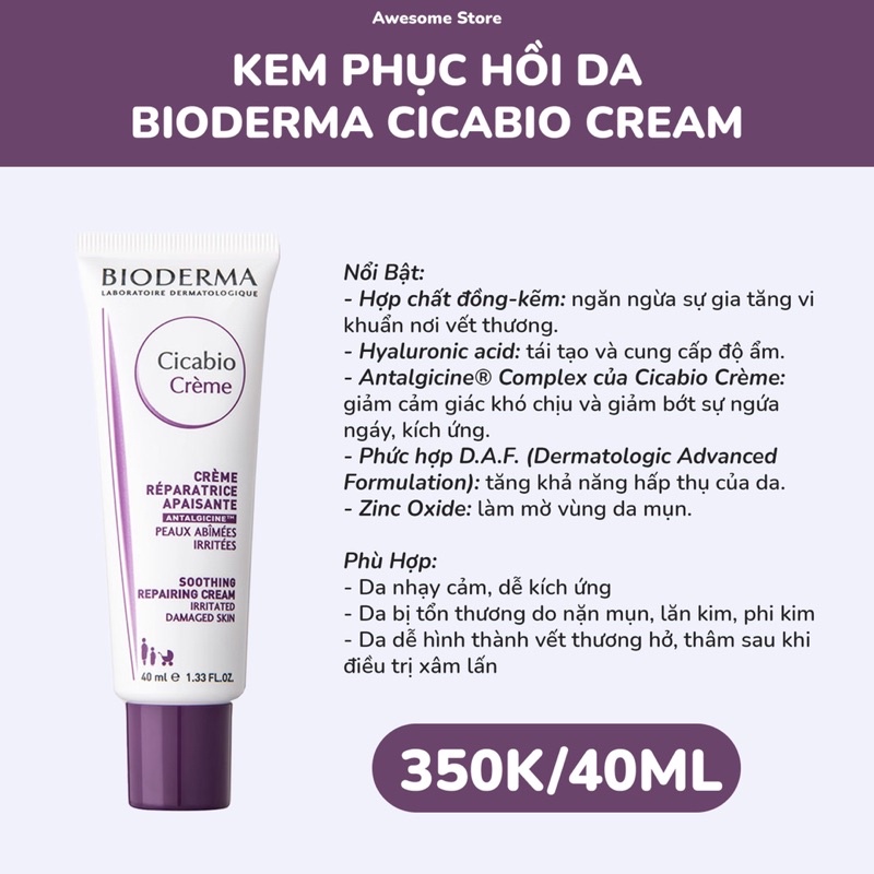 Kem dưỡng phục hồi Bioderma laboratorie Dernatologique Cicabio