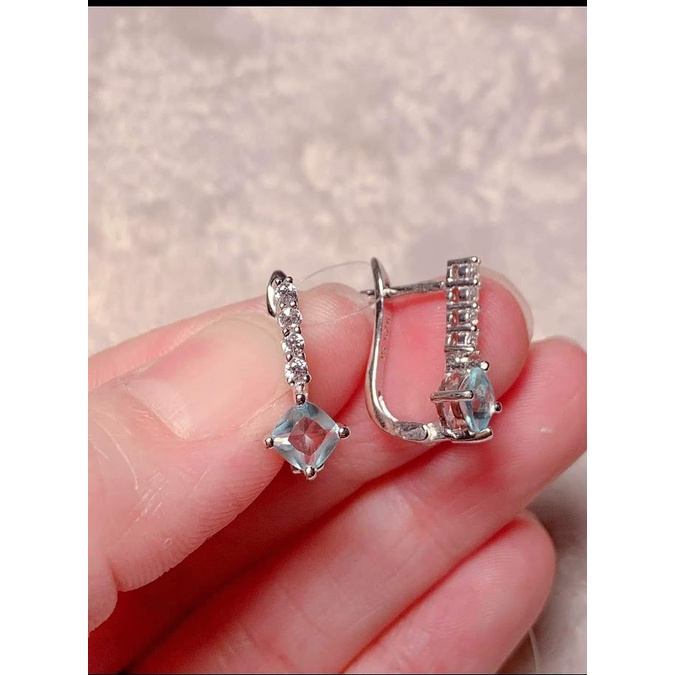 Bồng tai bạc SUNLIGHT đá xanh nhạt