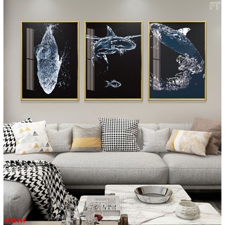 Tranh treo tường tráng gương CÁ VOI MAY MẮN, tranh decor trang trí nhà cửa hiện đại