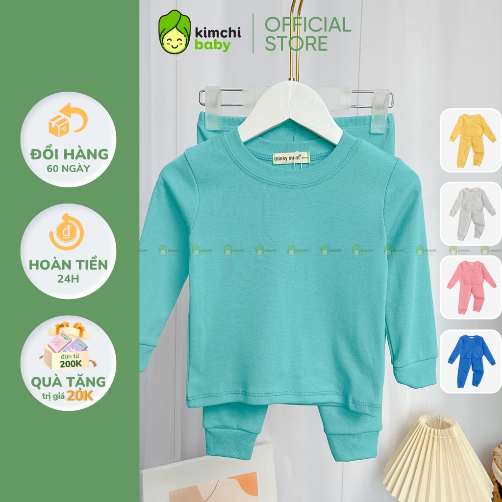 Bộ Dài Tay Cho Bé Trai, Bé Gái Minky Mom Vải Cotton Borip Bo Gấu, Đồ Bộ Cho Bé Mặc Nhà Thu Đông MKMTD2213