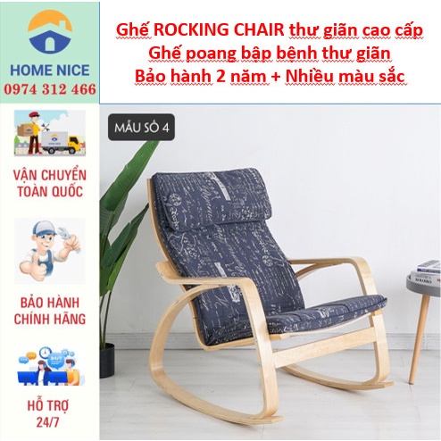 Ghế Poang Bập Bênh Thư Giãn,Ghế Đọc Sách ( Tặng kèm thảm lau chân )