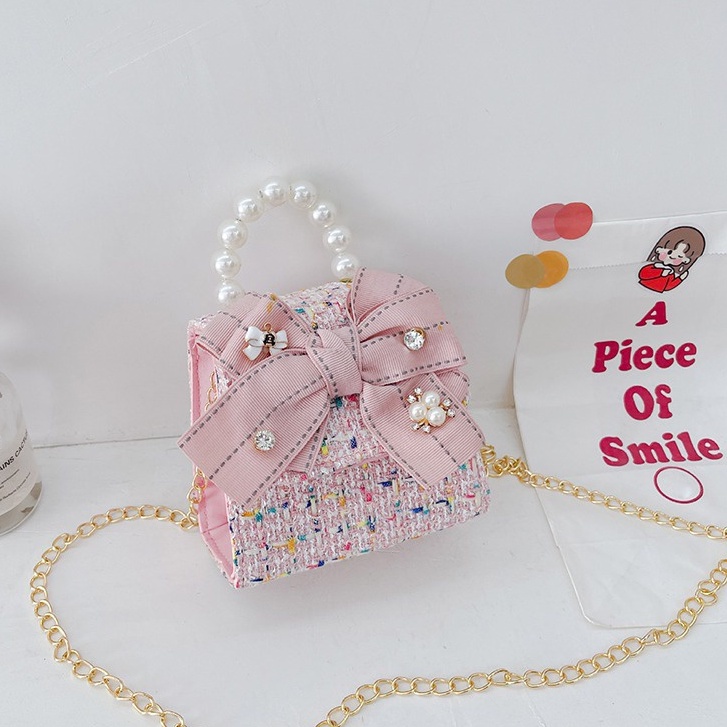 Túi Đeo Chéo Vai Hình Vuông Đính Nơ Dành Cho Bé Gái