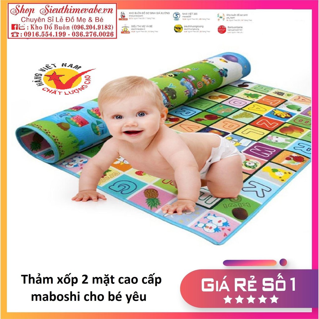 Thảm chơi, thảm xốp maboshi 2 mặt cao cấp m6-2m hoặc m8-2m cho bé