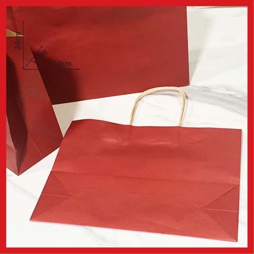 TÚI GIẤY KRAFT ĐỎ ĐẬM NGANG 32 X 24 X 11 CM
