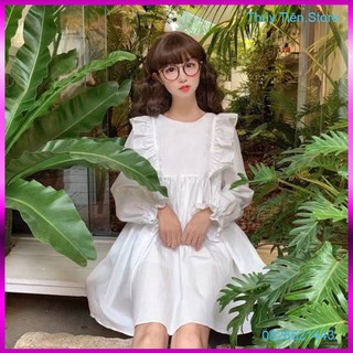 ĐẦM BABYDOLL NỮ TAY PHỒNG TRẮNG ĐEN - VÁY SUÔNG BABYDOLL FORM RỘNG BASIC 2 MÀU CHUẨN NÀNG THƠ ,KHO HÀNG CHUYÊN ĐỒ SỈ